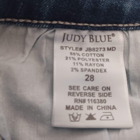 Judy Blue Jeans Women’s 28 Relaxed Fit JB8273MD Medium Wash Distressed Stretch - Picture 4 of 8